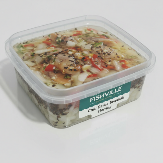 Container of Fishville Garlic Swedish Herring