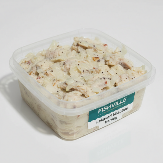 Container of Fishville Lekavod Shabbos Herring